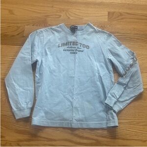 Limited too baby blue vintage long sleeve varsity shirt girls size 8 XS XSmall